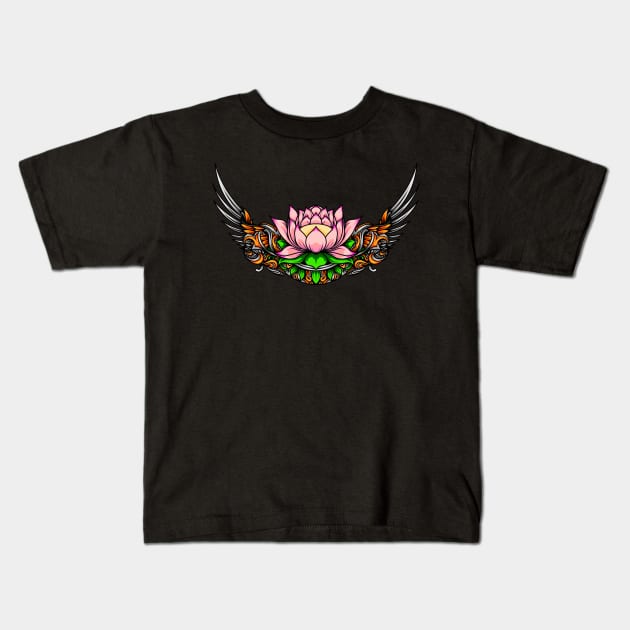 Lotus flower Kids T-Shirt by Aryaatmawira Art